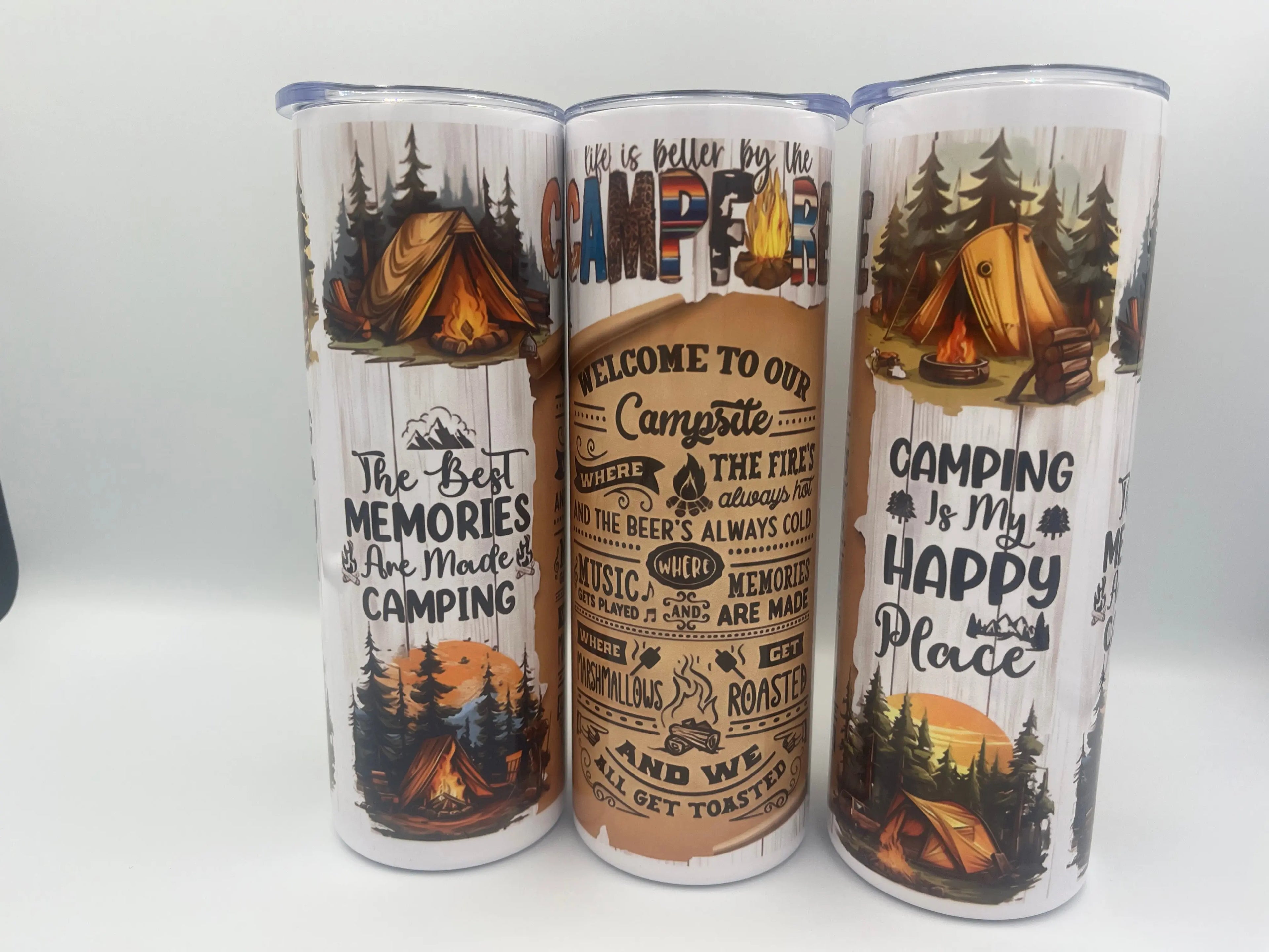 Life Is Better by the Campfire 20oz Skinny Tumbler | Camping Stainless Steel Travel Cup KRC Custom Design