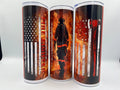 Firefighter Pride 20oz Skinny Tumbler | Fire Dept Flag Stainless Steel Tumbler KRC Custom Design