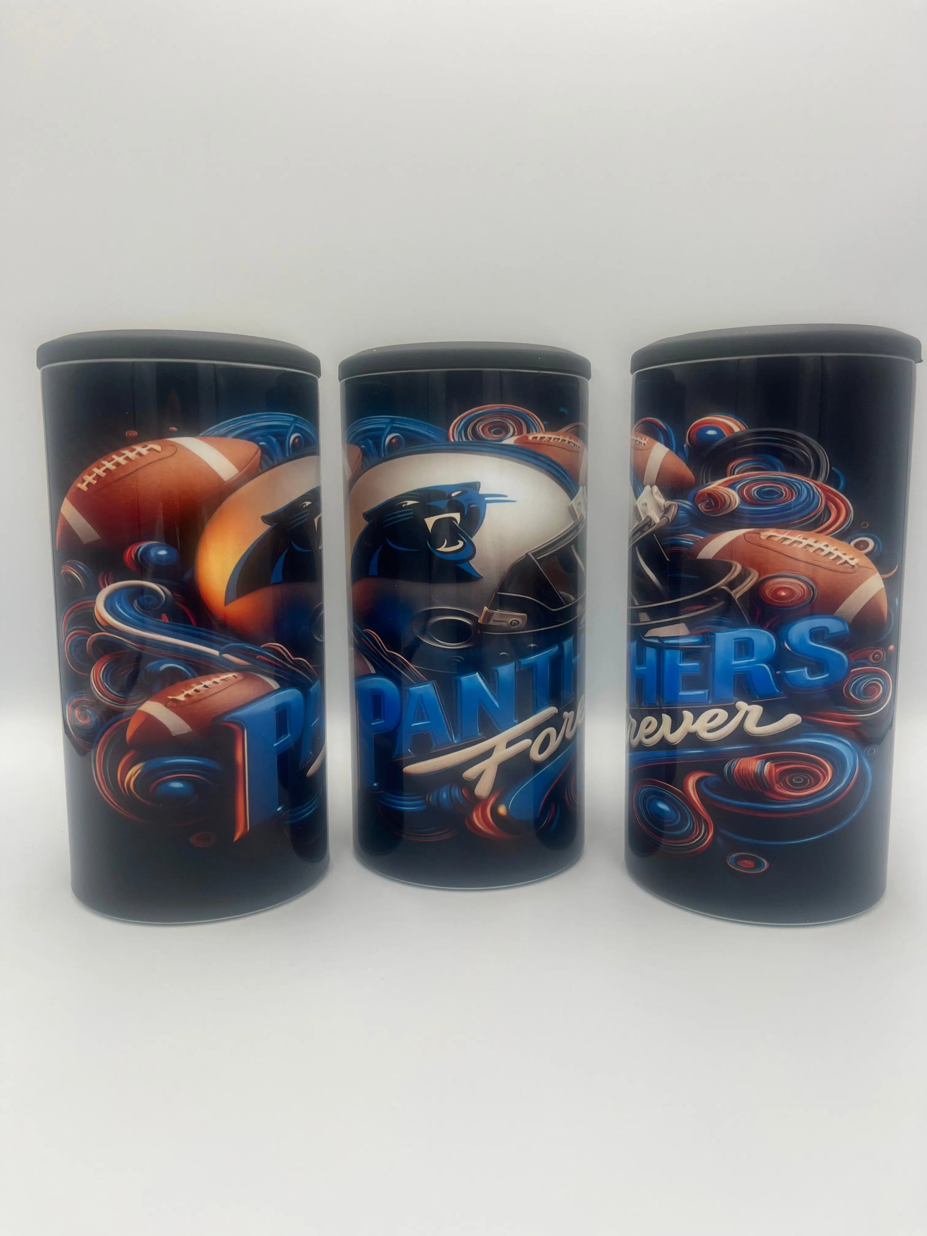 Panthers Forever 4-in-1 Can Koozie | Carolina Football Insulated Drink Holder KRC Custom Design