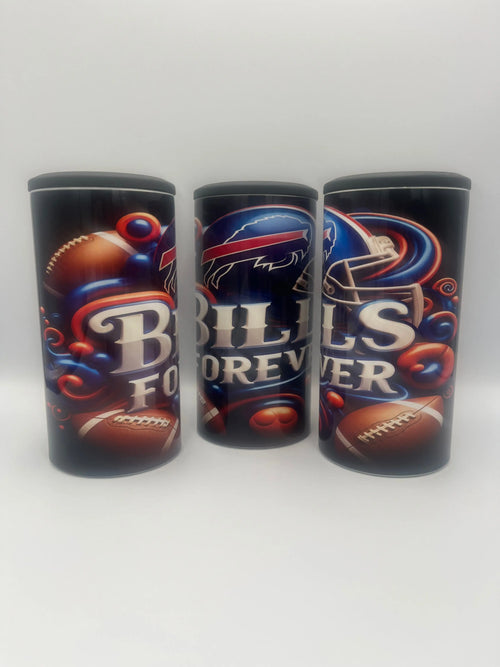 Bills Forever 4-in-1 Can Koozie | Buffalo Football Insulated Drink Holder KRC Custom Design
