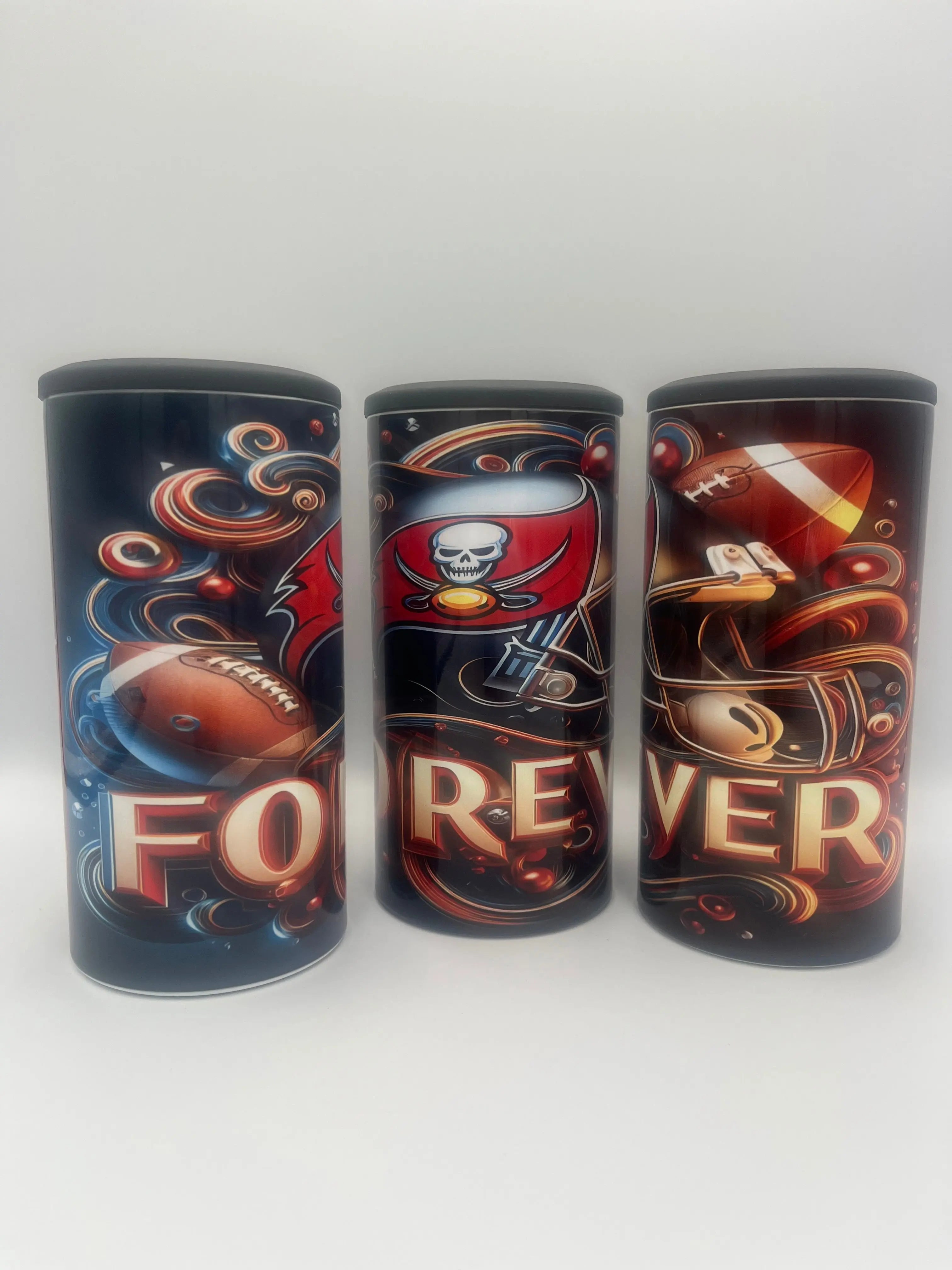 Buccaneers Forever 4-in-1 Can Koozie | Tampa Bay Football Insulated Drink Holder KRC Custom Design