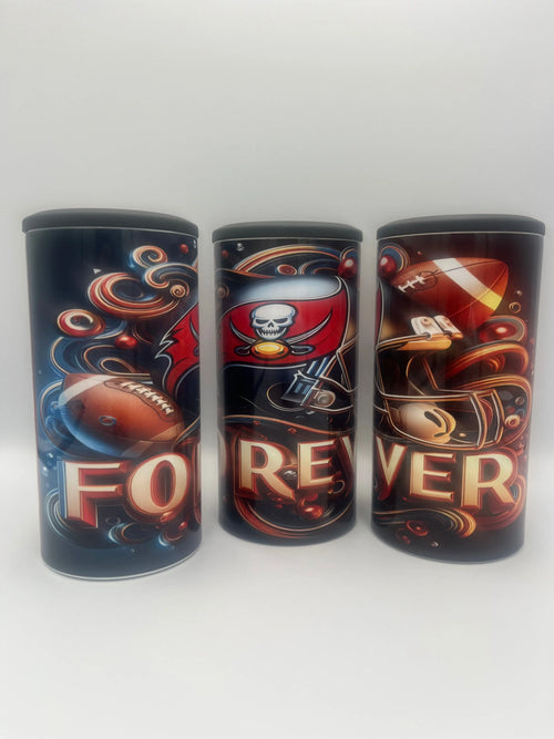 Buccaneers Forever 4-in-1 Can Koozie | Tampa Bay Football Insulated Drink Holder KRC Custom Design