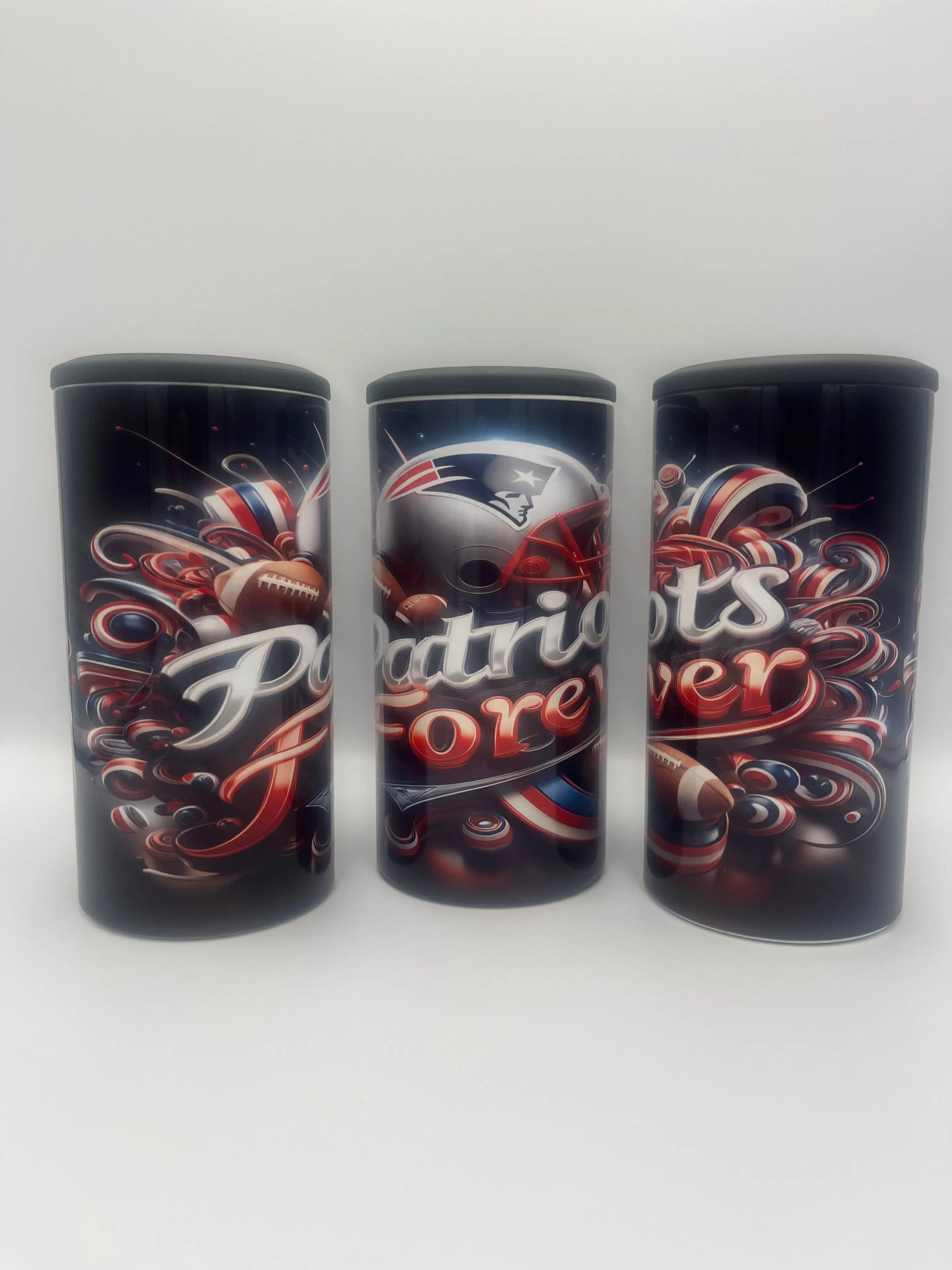 Patriots Forever 4-in-1 Can Koozie | New England Football Insulated Drink Holder KRC Custom Design