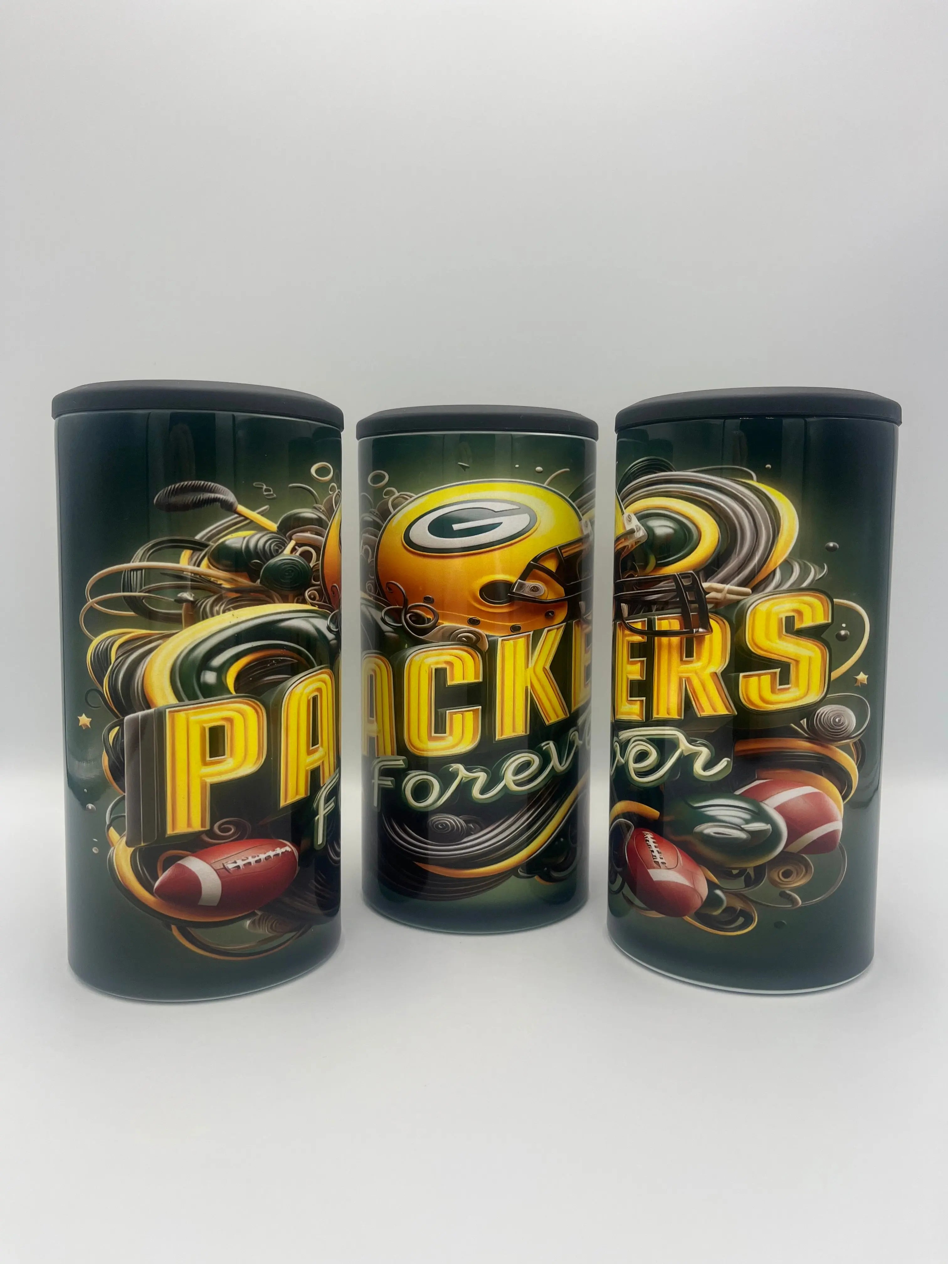 Packers Forever 4-in-1 Can Koozie | Green Bay Football Insulated Drink Holder KRC Custom Design