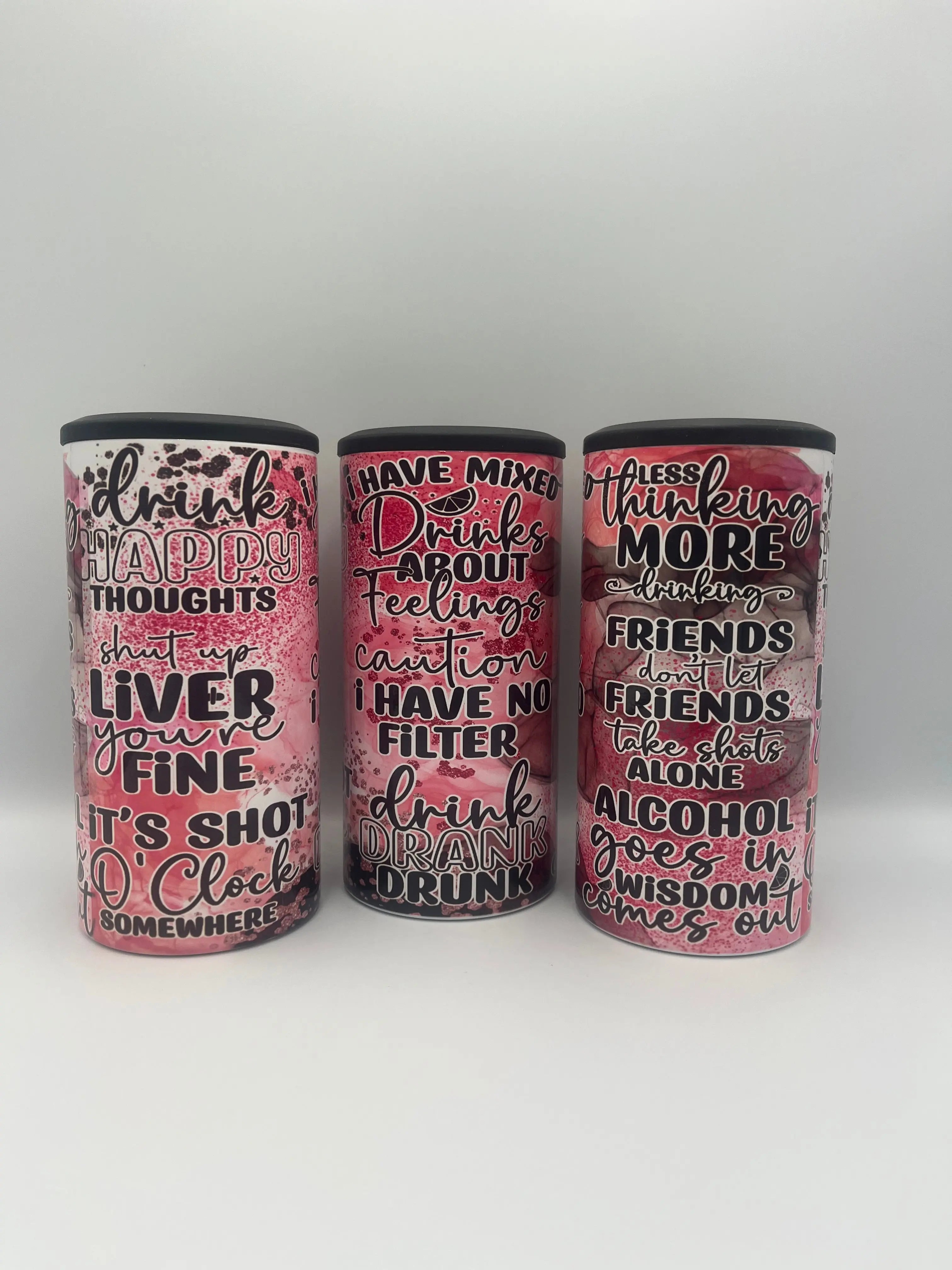 Funny Drinking Quotes 4-in-1 Can Koozie | Sassy Alcohol Insulated Drink Holder KRC Custom Design