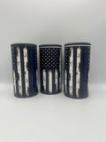 Thin Blue Line American Flag 4-in-1 Can Koozie | Insulated Stainless Steel Drink Holder KRC Custom Design