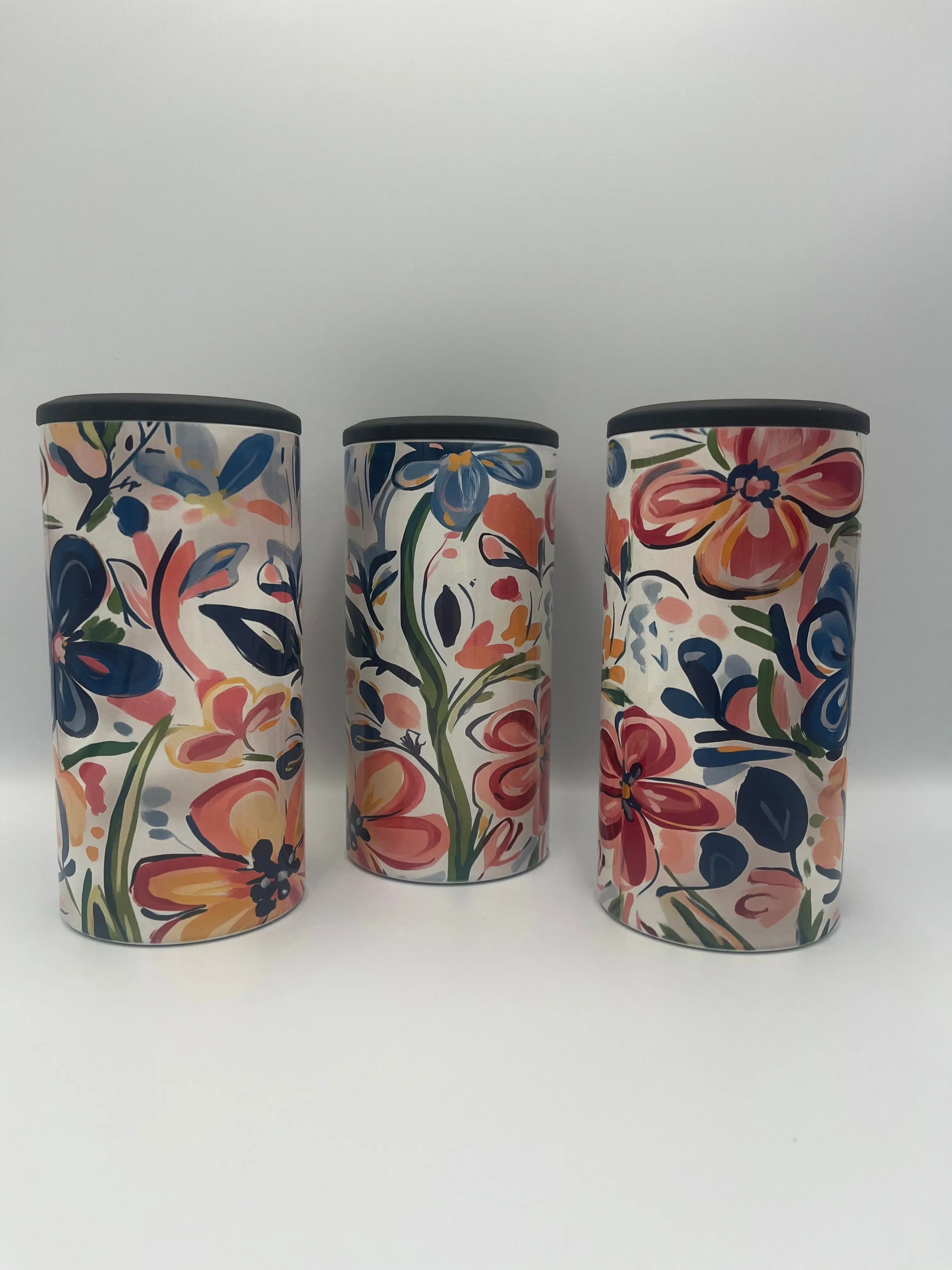 Boho Floral 4-in-1 Can Koozie | Colorful Wildflower Insulated Drink Holder KRC Custom Design