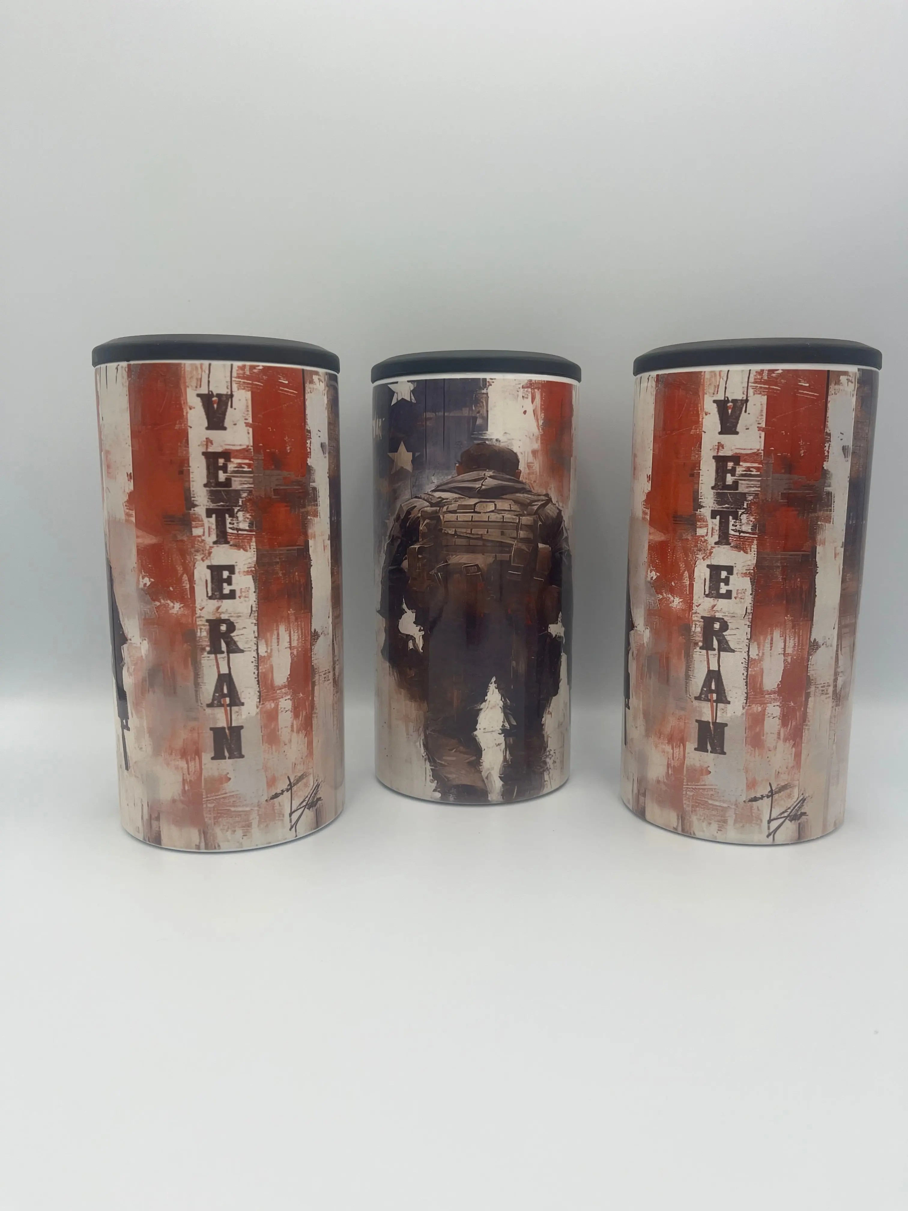 Veteran Tribute 4-in-1 Can Koozie | Patriotic Insulated Drink Holder KRC Custom Design
