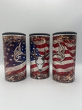 Patriotic Buck Skull 4-in-1 Can Koozie | American Flag Hunting Drink Holder KRC Custom Design