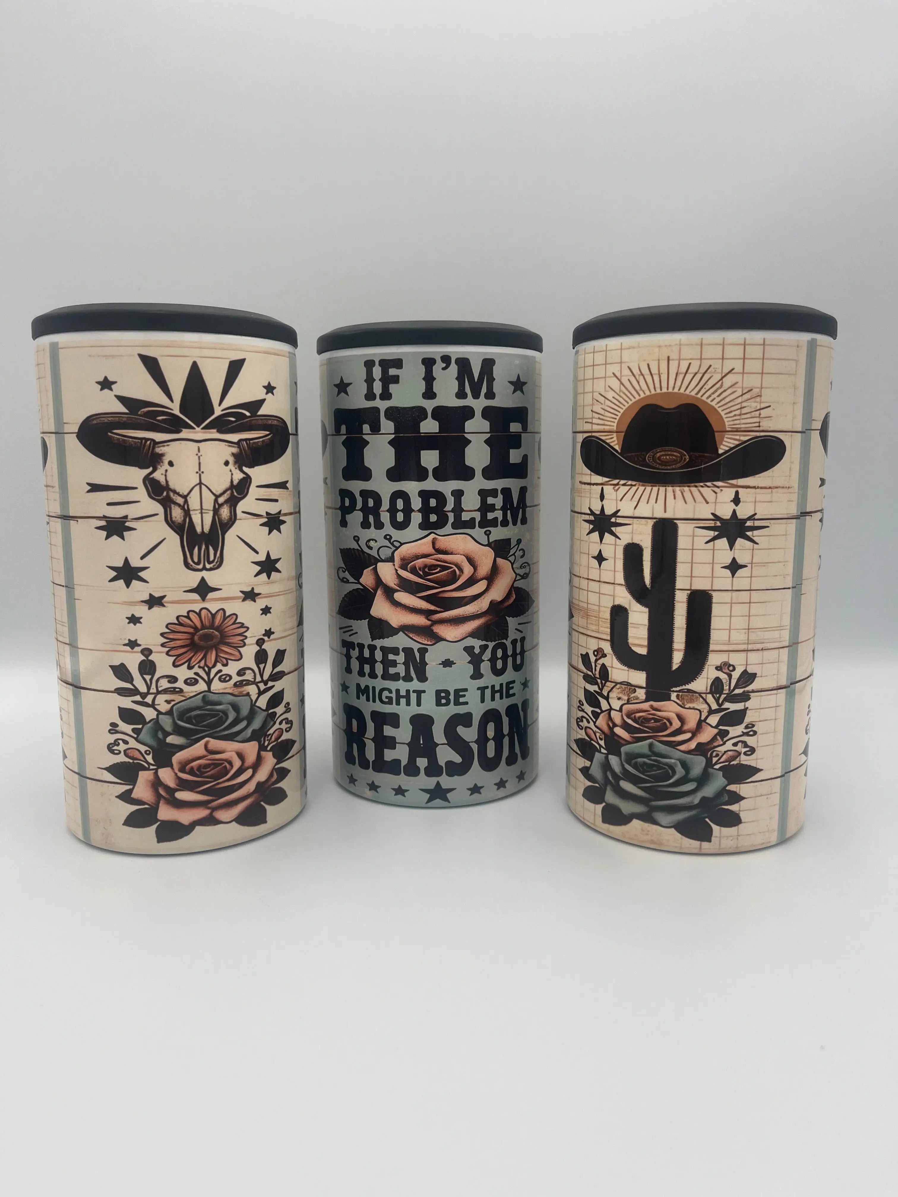 If I’m the Problem 4-in-1 Can Koozie | Western Cowgirl Insulated Drink Holder KRC Custom Design
