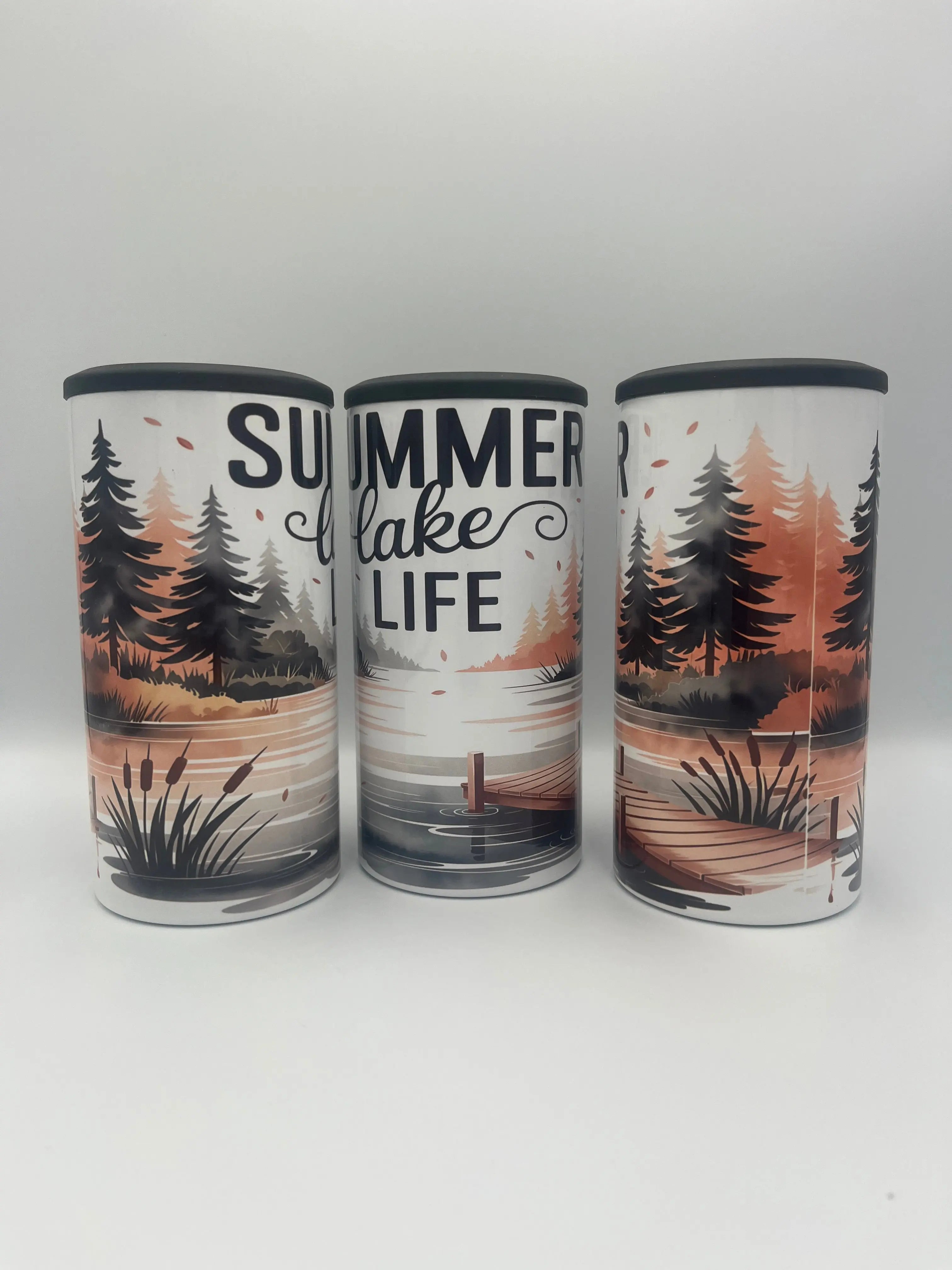 Summer Lake Life 4-in-1 Can Koozie | Cozy Cabin Insulated Drink Holder KRC Custom Design
