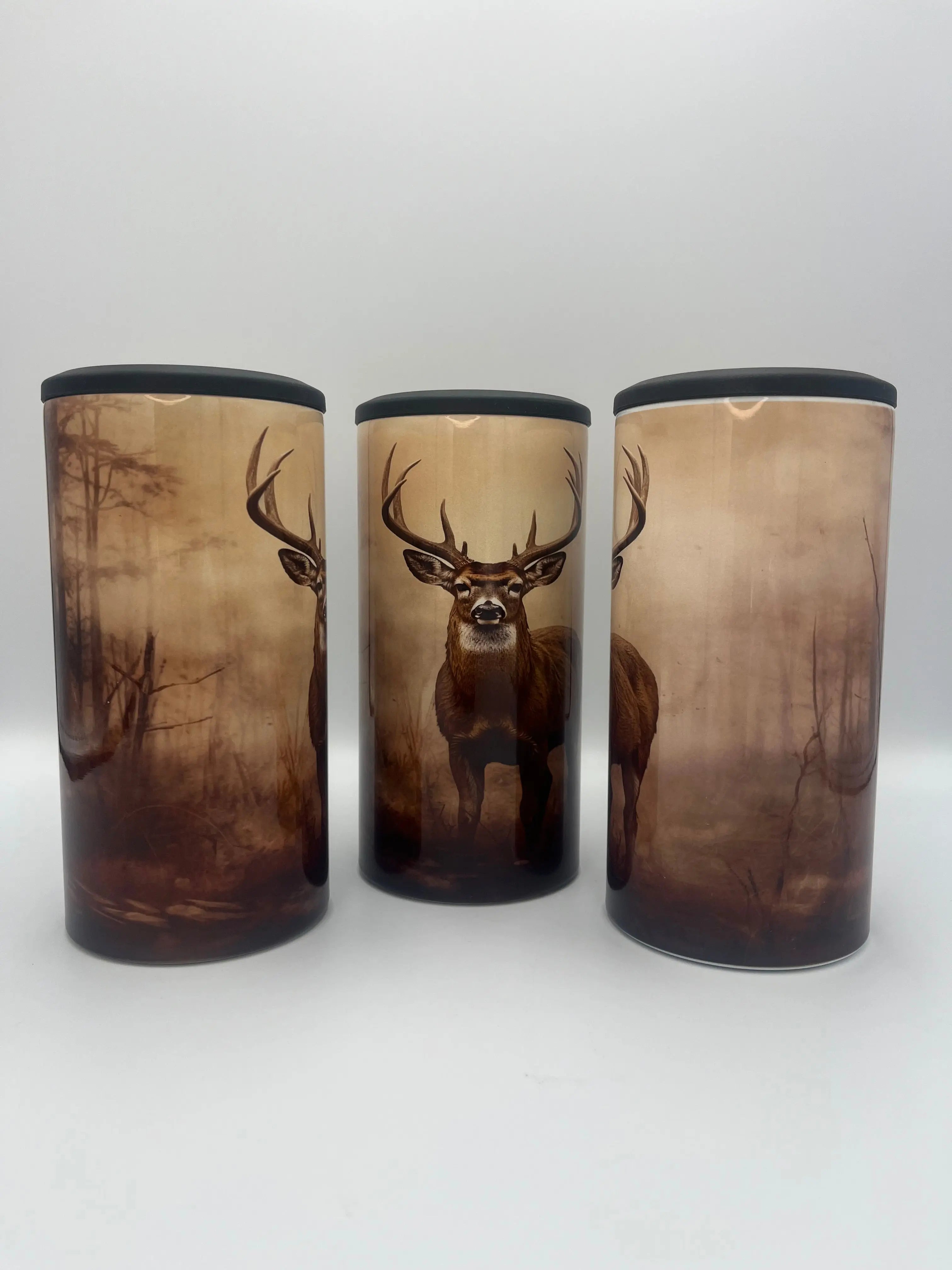 Rustic Whitetail Buck 4-in-1 Can Koozie | Deer Hunting Insulated Drink Holder KRC Custom Design