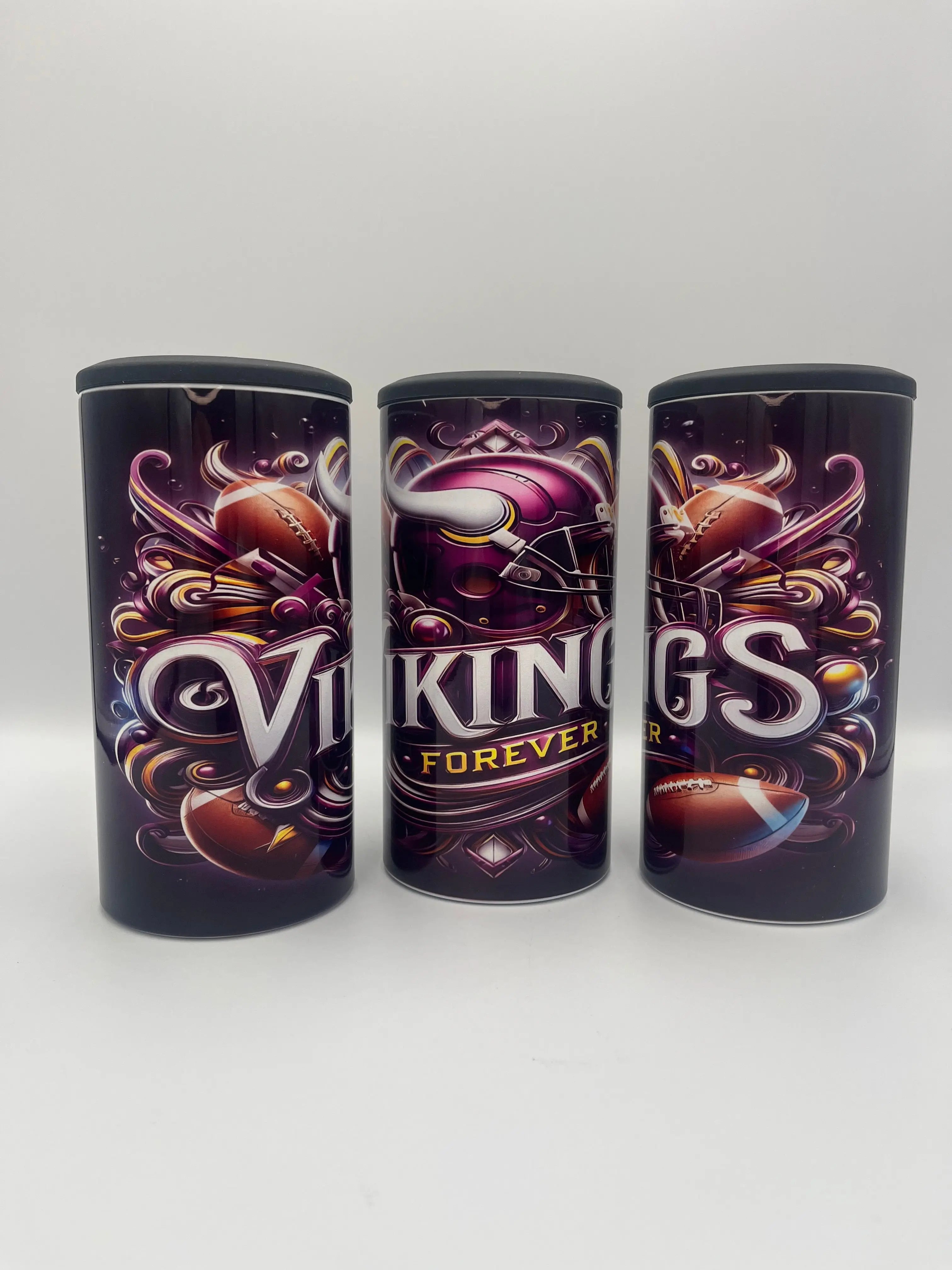 Vikings Forever 4-in-1 Can Koozie | Purple Football Game Day Drink Holder KRC Custom Design
