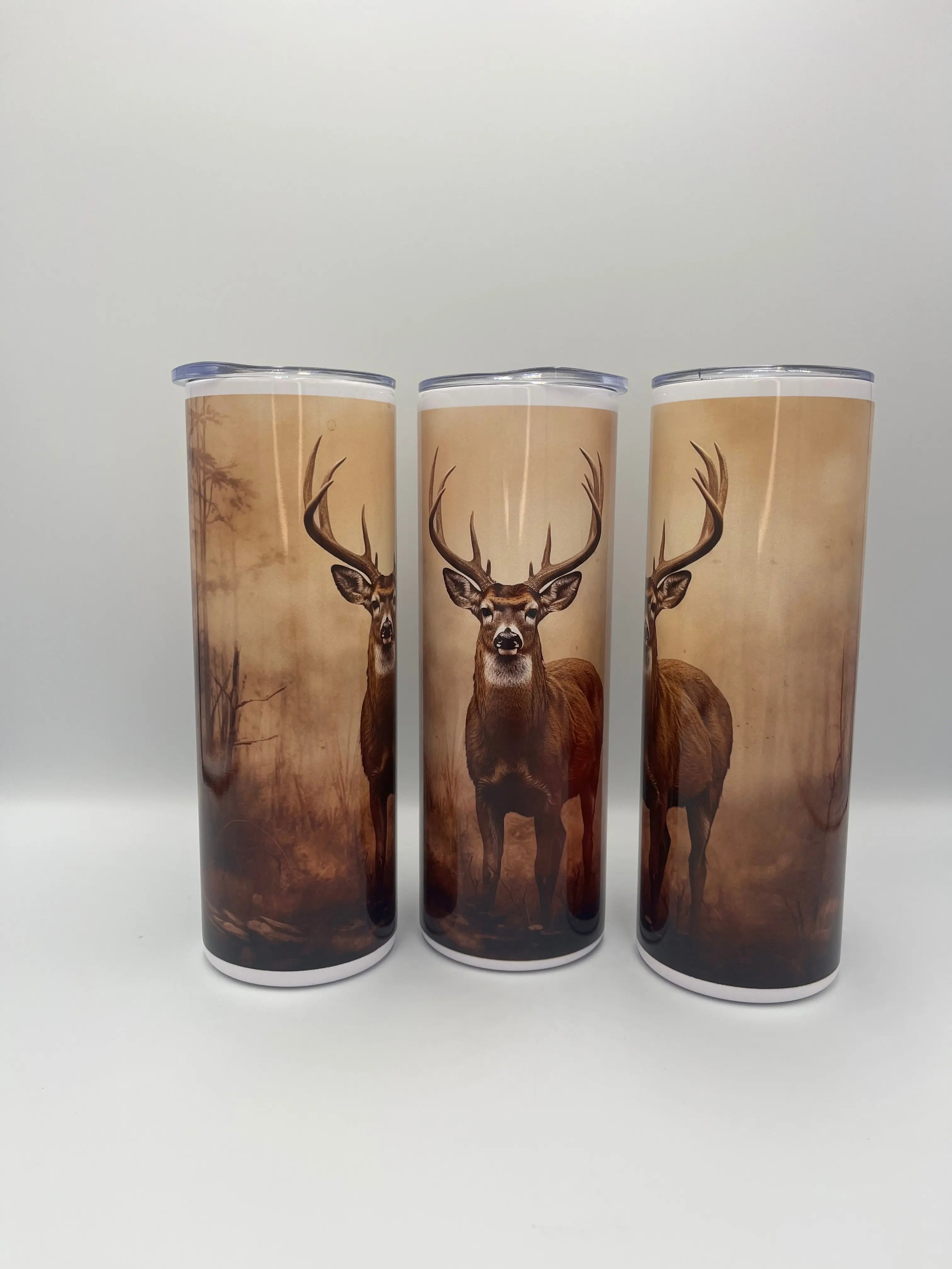 Rustic Whitetail Buck 20oz Stainless Steel Tumbler | Deer & Hunting Design KRC Custom Design
