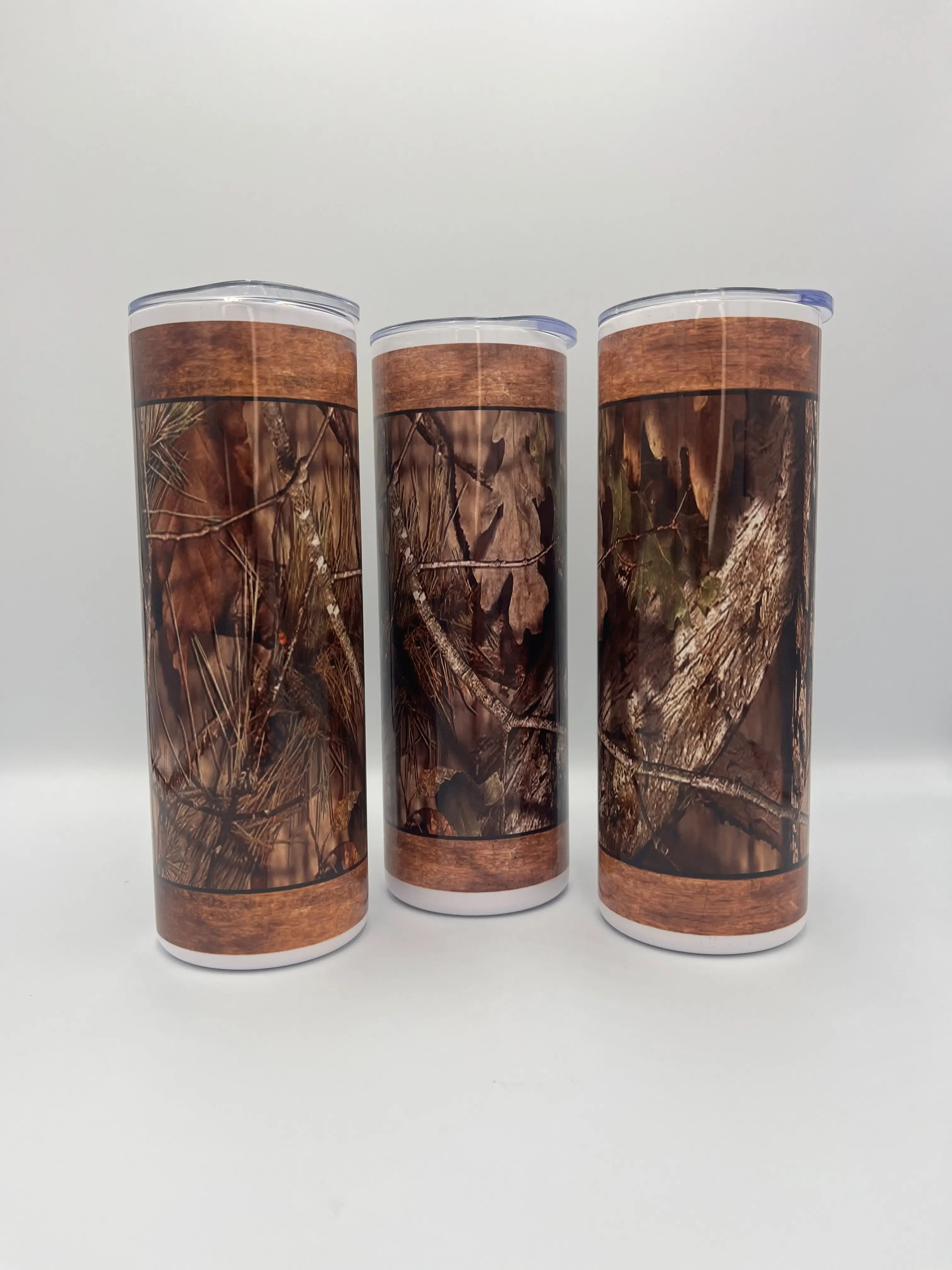 Rustic Woodland Camo 20oz Stainless Steel Tumbler | Forest & Hunting Design KRC Custom Design